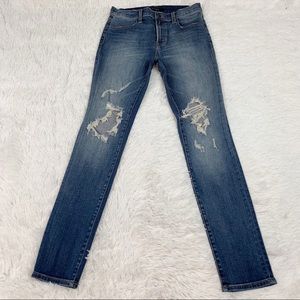 J Brand high rise distressed skinny jeans in blue